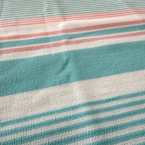 Vintage Fabric Poly Stretch Aqua Pink White Stripe 60 x 36 1 yard - Picture 4 of 8